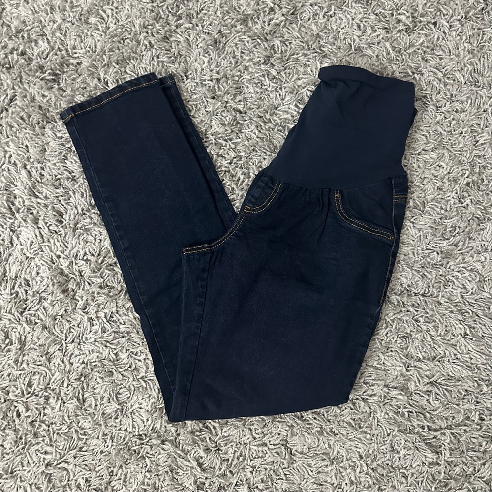 Indigo Blue Dark Blue Maternity Skinny Jean Jeggings Size XL